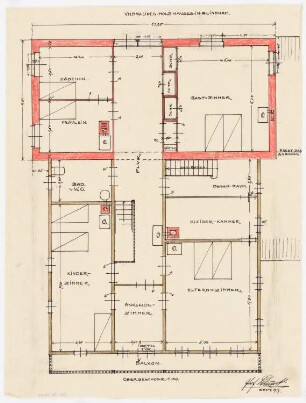 Gutshof Nickelgut, Blindham Umbau des Wohnhauses: Grundriss Obergeschoss 1:50