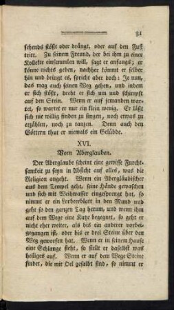 XVI. Vom Aberglauben.