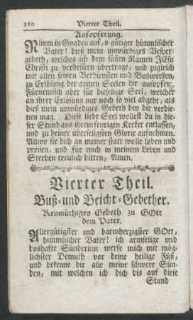 Vierter Theil. Buß- und Beicht-Gebether