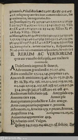 II. Rerum Ac Verborum quae aut venuste descripsit, aut tractatvit commode