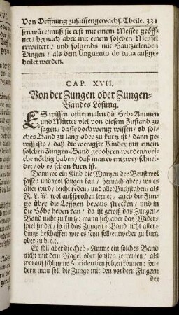 Cap. XVII. Von der Zungen oder Zungen-Bandes Lösung.