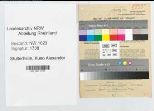 Entnazifizierung Kuno Alexander Von Stutterheim , geb. 19.07.1886 (Beamter)