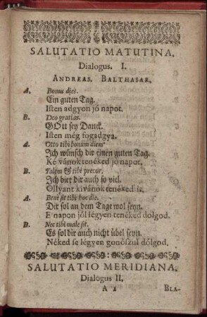 Salutatio Matutina. Dialogus I. - Inter Redeundum. à Schola. Dialogus XV.