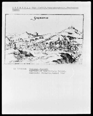 Grebenau. Ansicht aus Wilhelm Dilich, Hessische Chronika, Kassel 1605