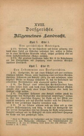 XVIII. Dorfgerichte