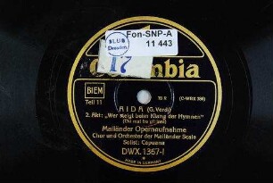 Aida : 2. Akt: "Wer steigt beim Klang der Hymnen"; (Chi mai fra gli inni) / (G. Verdi)