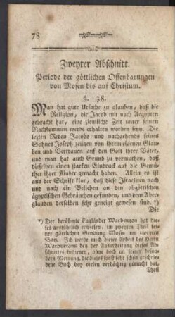 Zweyter Abschnitt. Periode der göttlichen Offenbarungen von Mosen bis auf Christum