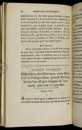Article Troisieme. Disposition des Ouvrages pour favoriser le Passage d'une grande Riviere, [...].