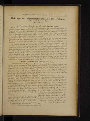 Beiträge zur experimentellen Lepidopterologie.
