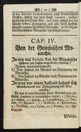 Cap. IV. Von der Griechischen Monarchie.