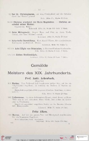 Gemälde von Meistern des XIX. Jahrhunderts (Nr. 112 - 269)