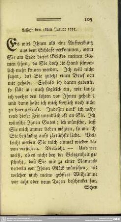 Lassahn den 18ten Januar 1753