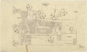 Gsaenger, Gustav; München - Obermenzing, Grünspechtstr. 13; Ev. Notkirche, Bethlehems Kirche, Pfarrhaus - Lageplan m. Grundriss EG
