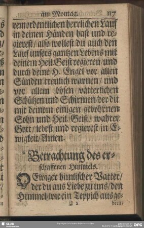 Betrachtachtung des erschaffenen Himmels am Montag