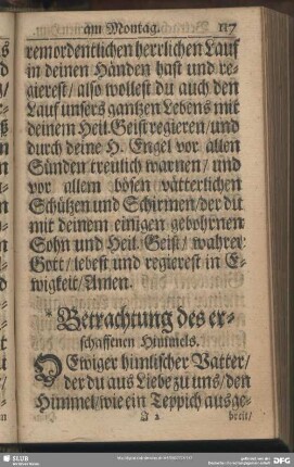 Betrachtachtung des erschaffenen Himmels am Montag