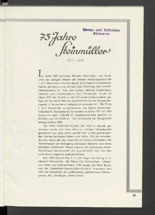 75 Jahre Steinmüller 1855-1930