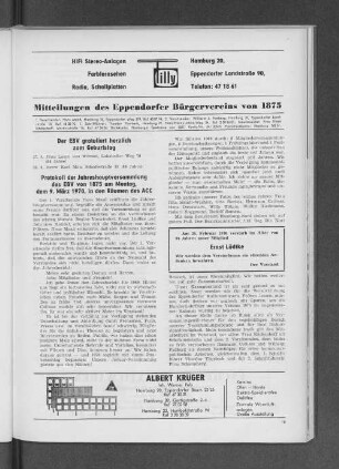 Protkoll der Jahreshauptversammlung des EBV von 1875 am Montag