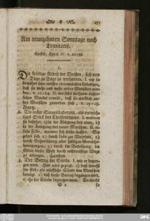 Am neunzehnten Sonntage nach Trinitatis. Epistel, Ephes. IV. v. 22 - 28.