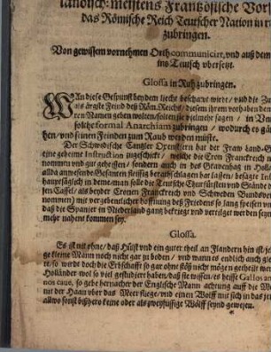Newe Theils Schwedisch: und Holländisch: meistens Frantzösische Vorschläg, das Römische Reich Teutscher Nation in ruhe zubringen : Von gewissen vornehmen Orth communicirt, und auß dem Lateinischen ins Teutsch ubersetzt
