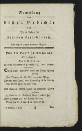 Des ersten Heftes neunter Bogen