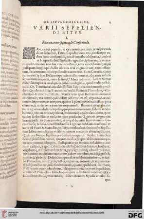 De sepulchris liber varii sepeliendi ritus