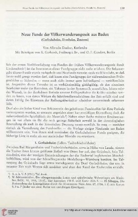 Neue Funde der Völkerwanderungszeit aus Baden : (Gerlachsheim, Ilvesheim, Zeutern)