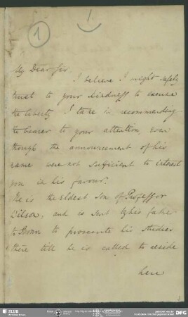Eigenh. Brief von William Jacobson an August Wilhelm von Schlegel, Oxford, 23.03.1834