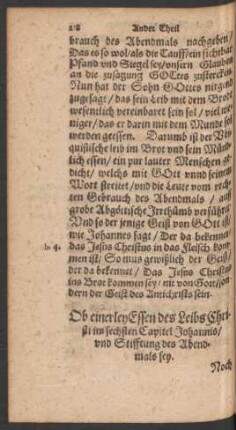Ob einerley Essen des Leibs Christi im sechsten Capitel Johannis ...