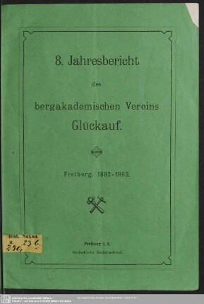 8.1882/83: Jahresbericht des Bergakademischen Vereins Glückauf