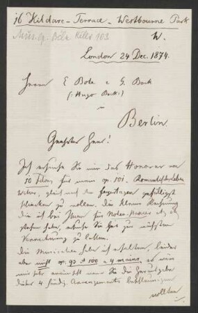 Brief an Musikverlag Ed. Bote und G. Bock (Berlin) : 24.12.1874