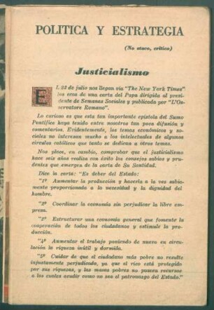 Justicialismo : Política y estrategia - (No ataco, crítico)