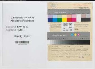 Entnazifizierung Heinz Hennig , geb. 03.09.1907 (Zollsekretaer)