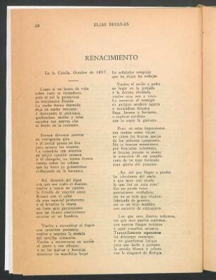 Renacimiento : En la criolla, Octubre de 1897.