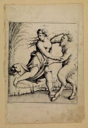 Satyr und Bacchantin ringend