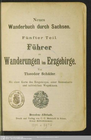 5: Führer zu Wanderungen im Erzgebirge : mit einer Karte des Erzgebirges, einer Routenkarte und zahlreichen Wegskizzen