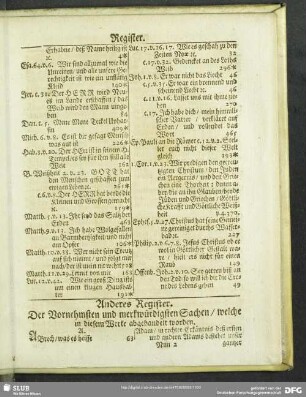 Anderes Register. Der Vornehmsten und merkwürdigsten Sachen, welche in diesem Werke abgehandelt worden