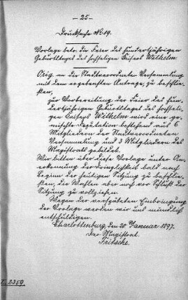 Drucksache 19, 20. Januar 1897