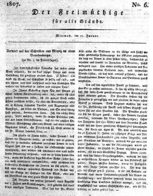No. 6, Mittwoch, den 21. Januar 1807