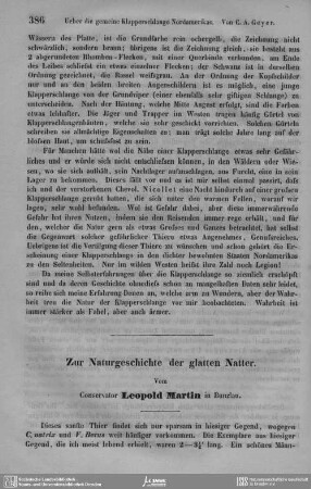 Zur Naturgeschichte der glatten Natter.