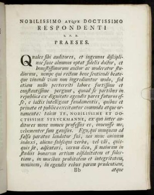 Nobilissimo Atque Doctissimo Respondenti.