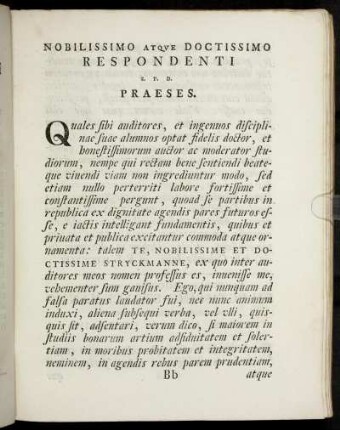 Nobilissimo Atque Doctissimo Respondenti.