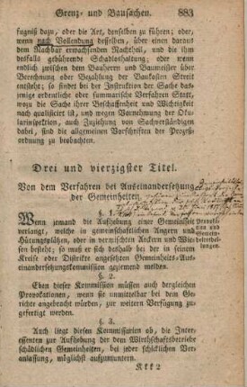 Von dem Verfahren bei Auseinandersetzung der Gemeinheiten.