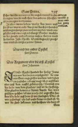 Das Argument uber die erst Epistel sant Johannis.
