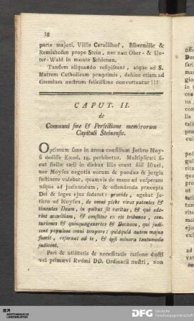 Caput. II. de Communi fine & Perfectione membrorum Capituli Steinensis.