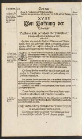 XVIII. Von Stifftung der Testament.