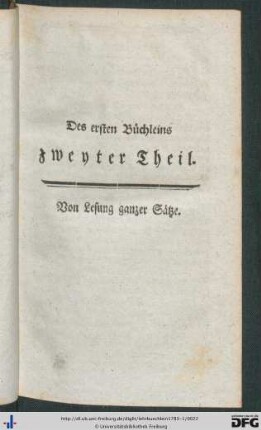 Zweyter Theil. Von Lesung ganzer Sätze.