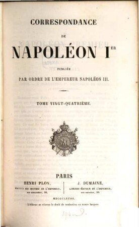 Correspondance : publiée par ordre de l'empereur Napoléon III.. 24