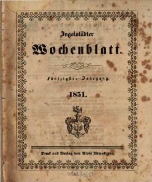 Ingolstädter Wochen-Blatt. 50. 1851
