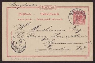Schreiben an Hermann Muthesius (Postkarte)