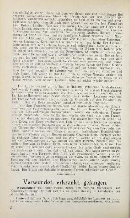 2 Verwundet, erkrankt, gefangen.